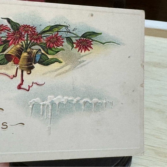 Antique Postmarked 1915 Christmas Greetings Postcard Paper Ephemera Embossed - Picture 3 of 8